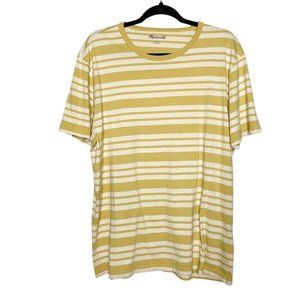 Madewell Yellow Striped Crew Neck T-Shirt XXLarge